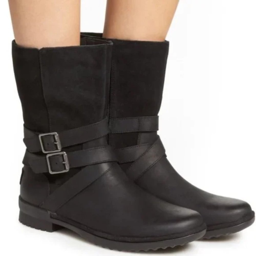 UGG Lorna Black Waterproof Leather Boot US 8